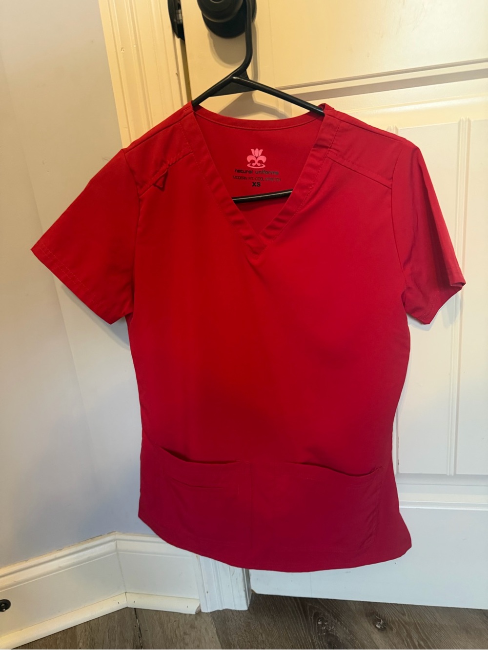 Natural Uniforms Women's Red V-Neck Medical Scrub Set